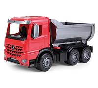 Lena 04610 - Camión volquete Worxx Mercedes Benz Arocs, aprox.45cm, vehículo de juguete para obras de construcción, niños a partir de 3 años, plataforma basculante con cerradura y portón trasero móvil
