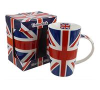 Lenardo High Union Jack Latte - Taza, diseño de bandera británica, color rojo, blanco y azul
