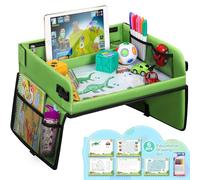 Mesa para Niños en la Asiento de Coche Lenbest, Bandeja de Viaje Snack, Tablero Impermeable del Coche - 40x32 cm, Bandeja para Coche, Cochecito, Avión (Juego de Papel de Dibujo Educativo Extra)