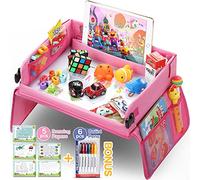 lenbest Mesa para Niños para el Asiento del Coche, Tablero Impermeable 40x32 cm, Bandeja para Cochecito, Avión (Juego de Papel de Dibujo Educativo Extra)