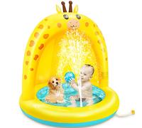lenbest Piscina Inflable para Bebés, Hinchable Infantil, Piscina para Bebés Jirafa con Toldo Engrosado, Aspersor de Juego con Fondo de Burbuja Inflable de Doble Capa para Jardín/Piscina/Playa