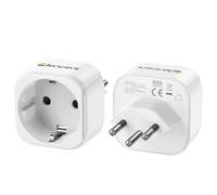 LENCENT 2 Piezas Adaptador de Viaje Suizo Tipo J, Enchufe Europeo a Suizo de 2 Clavijas a 3 Clavijas para Suiza y Liechtenstein (Toma de Corriente Tipo J)