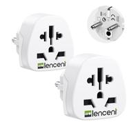 LENCENT 2 Piezas Adaptador Enchufe Mundo a Enchufe Europeo, Adaptador UK/USA/AUS/CHN/Japón/Suiza a España, Enchufe Viaje Universal Worldwide a Toma Schuko EU/España/Portugal/Italia/Alemania/Francia