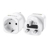LENCENT 2X Adaptador Enchufe Ingles UK Inglaterra Adaptador de Viaje, Español 2-Pin Europa a 3-Pin Reino Unido RU para Irlanda Escocia Britanico Maldivas Gran Bretaña (Tipo G)