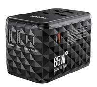 LENCENT Adaptador de Viaje Internacional 65W, Adaptador Universal con 2 USB-A y 3 USB-C, Adaptador Enchufe Carga Rápida para Phone, Teléfono, Ordenadores Portátiles, para EE.UU./UK/EU/AUS, Negro