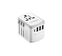 LENCENT Adaptador Enchufe de Viaje Universal, Cargador de Pared USB Internacional de 4 Puertos y Tipo C para EEUU/UK/EU/AUS Más de 200 Países para Teléfonos, Tabletas, Cámara y más, Blanco