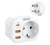 LENCENT Adaptador Enchufe India, Adaptador India Viaje con Carga Rápida