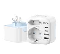 LENCENT Adaptador Enchufe Japón, Cargador Americano Viaje con 2 USB-C y 2 USB-A, Adaptador Compacto Plegable Europa España Portugal a Japón, EE.UU., México, Canadá, Tailandia, Tipo A