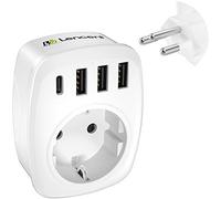 LENCENT Adaptador Enchufe Suiza, Adaptador Liechtenstein de Viaje con 3 Puertos USB-A y 1 Tipo C, Europa España 2-Pin a 3-Pin Suizo para Suiza, Liechtenstein, Tipo J