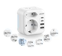 LENCENT Adaptador Enchufe Universal 2 USB-C y 2 USB-A, Tipo A/B/G/D/I/L/M