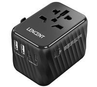 LENCENT Adaptador Enchufe Universal para Viaje, Cargador Internacional con 3 Puertos USB-C de 5,6A y 2 USB-A, Adaptador Enchufe Europeo para Móvil, Tableta, Portátil, EU/USA/UK/AU, Negro