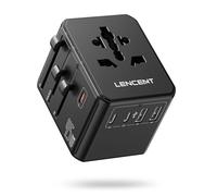 LENCENT Adaptador Enchufe Universal PD 45W, Cargador Internacional con 3 USB-C+2 USB-A, Adaptador de Viaje para Alemania, Estados Unidos, Reino Unido, Irlandia, Japón, Australia y más de 150 Países