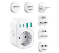 LENCENT Adaptador Enchufe Viaje Universal Tipo A, B, C, D, G, I,Adaptador Internacional 6 Enchufes Reemplazables para EE.UU., UK, Japón, Costa Rica, México, Tailandia, Maldivas, Sri Lanka y Australia