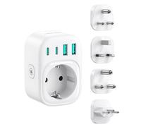 LENCENT Adaptador Enchufe Viaje Universal Tipo D, G, M, N, Adaptador Internacional 4 Enchufes Reemplazables para Inglaterra, India, Sri Lanka, Brasil, Sudáfrica, Hong Kong, Malasia