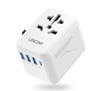 LENCENT Adaptador Viaje Universal, Cargador Internacional con 3 Puertos USB y Carga PD Tipo-C para Móvil, Portátil, Adaptador Enchufe Viaje para Más de 200 Países (USA, UK EU AUS), Blanco
