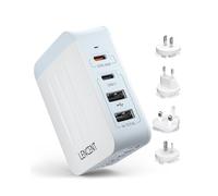 LENCENT Cargador de Pared 45W, Adaptador de Viaje con 2 PD Tipo-C + 2 USB, Cargador Mundial Móvil con UK US EU Europa Australia, Cubo Enchufes Internacional para Móviles, Tabletas, Portátil