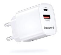 LENCENT Cargador Enchufe USB C, Certificado MFi-PD, 18W Cargador Rapido de Pared,Cargador Móvil Power Delivery 4.0 y USB QC 3.0 Carga Rápida para iPhone 12-8 Serie, iPad Pro, Galaxy, Huawei, Switch