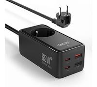 LENCENT Cargador USB C y PD 65W, Cargador Rápido GAN III Tech con 1 Toma de CA + 4 Puertos de USB, Estación de Carga USB C de Cable para iPhone, iPad, Macbook, Galaxy, Huawei, Switch y más, Negro