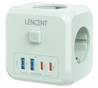 LENCENT Cubo Enchufe USB 7 en 1, Ladron Enchufes 4000W, Cubo Enchufes Múltiples Pared con 3 Tomas de CA, 2 USB-A, 2 Tipo-C y Interruptor, Cargador para Oficina, Cocina y Habitación, Verde