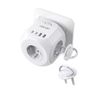 LENCENT Enchufe Cubo, Ladron Enchufe con 4 Tomas de CA, 2 USB-A, 2 Tipo-C y 2 Cubiertas Protectoras, Enchufe Multiple Pared con Interruptor, Cargador USB para Hogar, Oficina