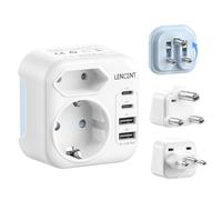 LENCENT Tipo D, Tipo M y Tipo N Combinación Adaptador Enchufe Plegable con 2 USB-C y 2 USB-A, Adaptador Corriente de Viaje para Sudáfrica