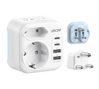 LENCENT Tipo D y Tipo M Combinación Adaptador Enchufe Plegable con 2 USB-C y 2 USB-A, Adaptador Corriente de Viaje para Namibia, Sudáfrica, India, Nepal