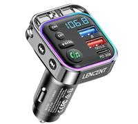 LENCENT Transmisor FM Bluetooth 5.3, Adaptador Bluetooth Coche con Carga Rápida PD 30W & QC3.0, Cargador de Coche con Alta Fidelidad Música Agudos, Llamadas Manos Libres