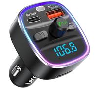 LENCENT Transmisor FM Bluetooth 5.4 para Coche, Adaptador Radio 48W [PD 30W & 18W][Luz de 7 Colores] [Carga Rápida],Manos Libres Inalámbrico Reproductor MP3 Carro, Soporte Tarjeta TF & Memoria USB