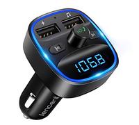LENCENT Transmisor FM Bluetooth para Coche, Manos Libres Inalámbrico Reproductor MP3 Coche, Adaptador de Radio con Dual USB 5V/2.4A & 1A, Soporte Tarjetas SD, USB y Flash Drive