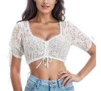 Lencería con Encaje para Mujer Blusa Elegante Tipo Dirndl Negra Oktoberfest.