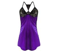 Lencería de Encaje G-String Size Ropa Interior Silks Women Set Plus Fashion (Purple XXXXL)