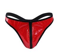 Lencería de Navidad para hombre, con cremallera, ropa interior brillante, tanga, culturismo, ropa interior sexy para mujer, rojo, XXL