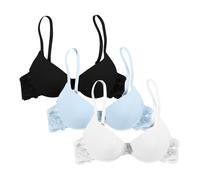 Lencería Mujer Encaje, Soporte Garganta Push Up Mujer Sexy Color Sólido Deep V Cómodo Transpirable Sujetador Clásicos Para Todos Los Días Dulce Encanto Seducción Bralette Ligero Corte Regular Bra
