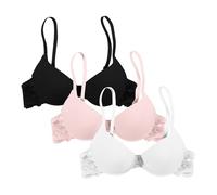Lencería Mujer Encaje, Soporte Garganta Push Up Mujer Sexy Color Sólido Deep V Cómodo Transpirable Sujetador Clásicos Para Todos Los Días Dulce Encanto Seducción Bralette Ligero Corte Regular Bra