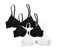 Lencería Mujer Encaje, Soporte Garganta Push Up Mujer Sexy Color Sólido Deep V Cómodo Transpirable Sujetador Clásicos Para Todos Los Días Dulce Encanto Seducción Bralette Ligero Corte Regular Bra