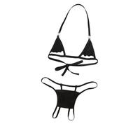 Lenceria Mujer Sexy Erótico Caliente #33,Lencería sexy para Mujers, conjunto de bralette bondage y tanga con entrepierna abierta, cómoda, sin aros, para el hogar, el ocio y el romance (Black, L)