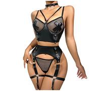 Lenceria Mujer Sexy - Lenceria Extreme Sexy Dessous Sexs Color Negro Mujeres Sexy Liguero Lencería Sex Bra and Panty Sets (Black XL)