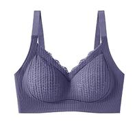 Lencería roja ropa interior para mujer sin anillos, senos que se reúnen para parecer más grandes, soporte superior contra caídas, soporte suave para incluir los senos, tabla de tallas, morado, XL
