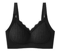 Lencería roja ropa interior para mujer sin anillos, senos que se reúnen para parecer más grandes, soporte superior contra caídas, soporte suave para incluir los senos, tabla de tallas, Negro , XXL