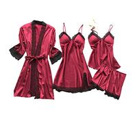 Lencería sexy de las señoras ropa interior de noche & nbsp; Babypille mujeres encaje túnica conjunto pijamas vestido de noche seda, rojo, L