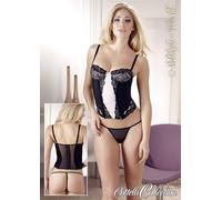 Lencería - Sexy Encaje Corsé Y String-Set Schwarz-Altrosa