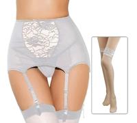 Lenceria Sexy Mujer Hot, Producto ClasificacióN 2 - Producto TíTulo Delicado Conjunto De Encaje Bordado Semitransparente con Liguero Y Medias para Mujer DiseñO Cintura Ajustada Y EstéTica Elegante