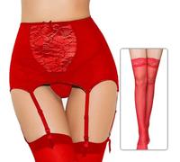 Lenceria Sexy Mujer Hot, Producto ClasificacióN 2 - Producto TíTulo Delicado Conjunto De Encaje Bordado Semitransparente con Liguero Y Medias para Mujer DiseñO Cintura Ajustada Y EstéTica Elegante