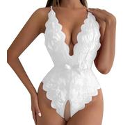 Lenceria Sexy Mujer para Sexo Abierto Lencería Sexy Adelgazante de Primavera para Mujer con de Color Liso y Abertura Inferior Lencería Y Atrevida Lenceria Abierta (White, XXL)