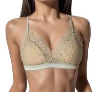 Lencería Sexy Mujer Push Up, Soporte Garganta Sin Armadura Mujer Cuello En V Engranar Fino Estilo Francés Gorro Triángulo Elegante Y Elegantes Sujetador Cómodo Para Todos Los Días Ligero Transpirable