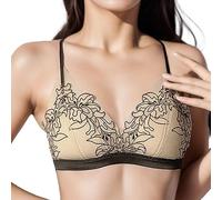 Lencería Sexy Mujer Push Up, Soporte Garganta Sin Armadura Mujer Cuello En V Engranar Fino Estilo Francés Gorro Triángulo Elegante Y Elegantes Sujetador Cómodo Para Todos Los Días Ligero Transpirable