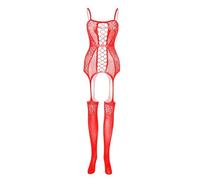 Lencería Sexy Mujer Sexo San Valentin Lenceria Women's Fashion 1 Piece Set Of Erotic Lingerie Sexy Garter Net Stockings Open Bottom Non Slip Transparent Conjuntos Mujer Vestir Elegante (Red, One Size)