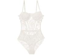 Lencería Sexy para Mujer Body Push Up Copa Acolchada Strappy Back Underwire Floral Emboridery Ropa Interior Lencería-Marfil, 70B