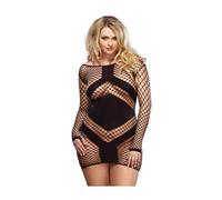 Lenceria tallas grandes mini vestido negro con mangas largas, Talla XXL /XXXL, Colores Negro