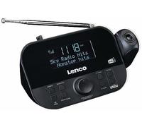 Lenco 810011 cr-615 Reloj Despertador con proyección Dab+ - Radio Digital con Dab+ y FM PLL - 30 emisoras memorables - Despertador de Dos Horas - proyector de 180 Grados - conexión de 3,5 mm - Negro